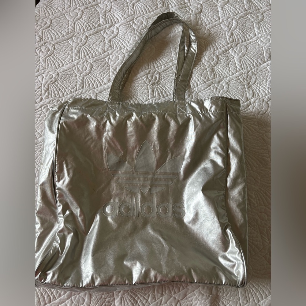 Adidas metallic shopper tote
